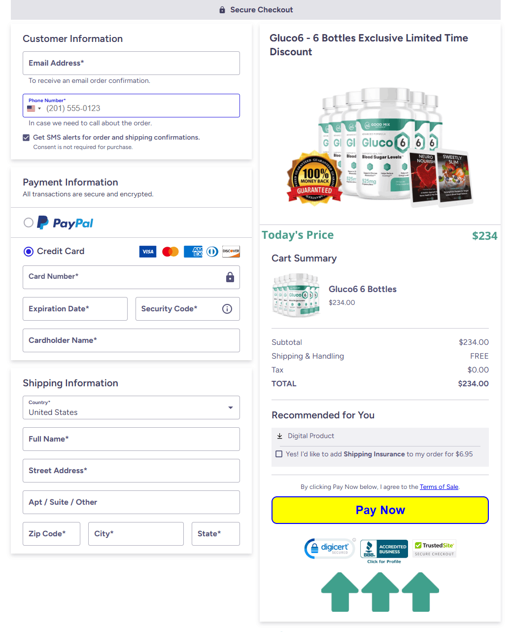 Gluco6  Secured Order Page
